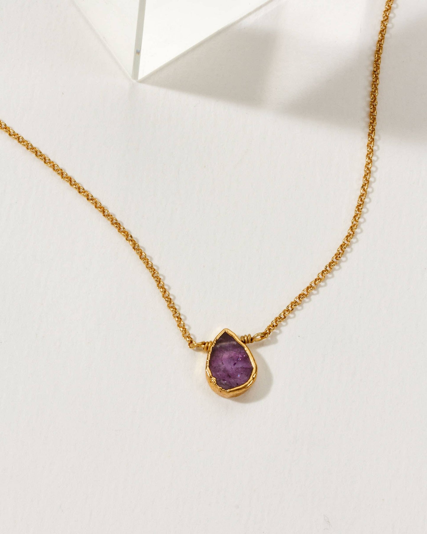 Gold Delicate Gemstone Necklace- Amethyst