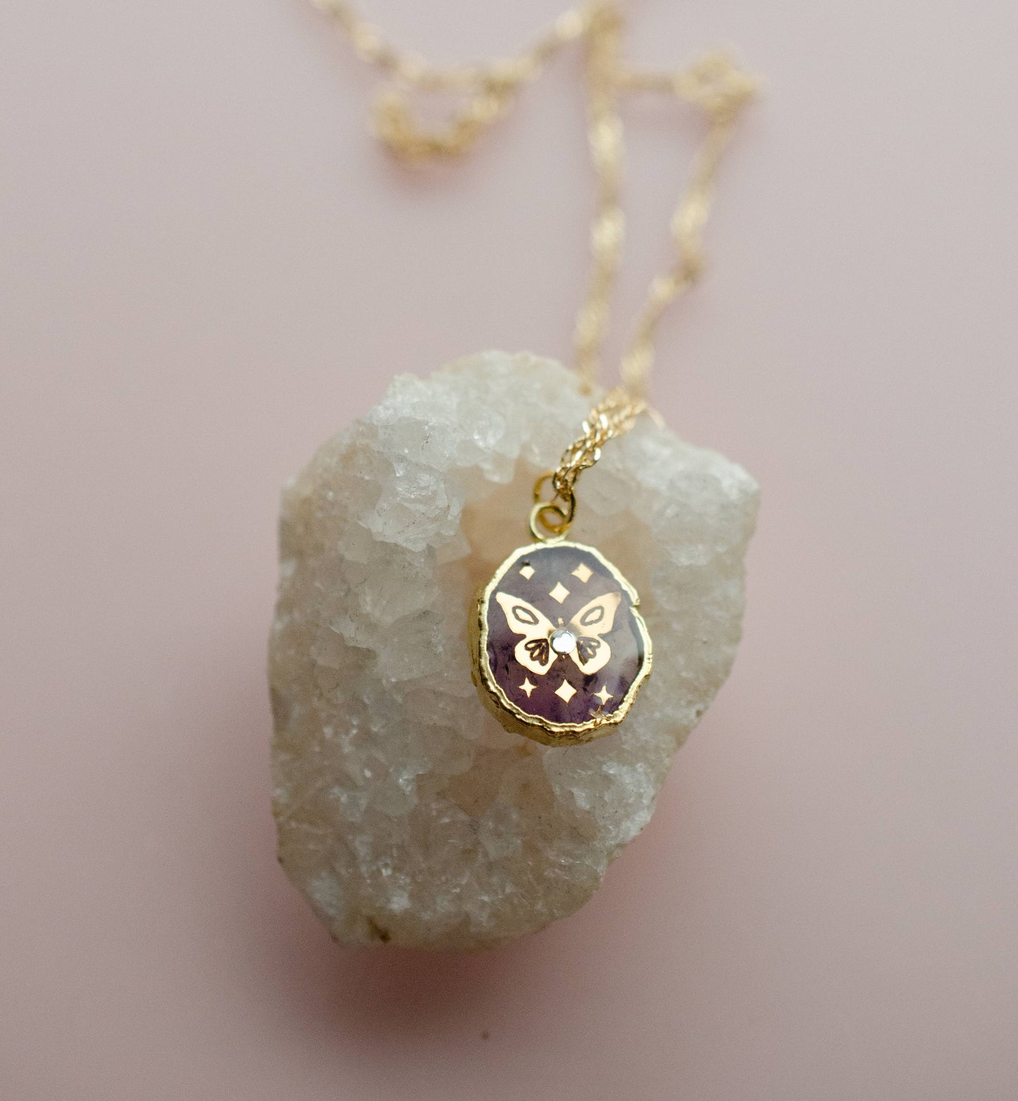 Amethyst Butterfly Necklace