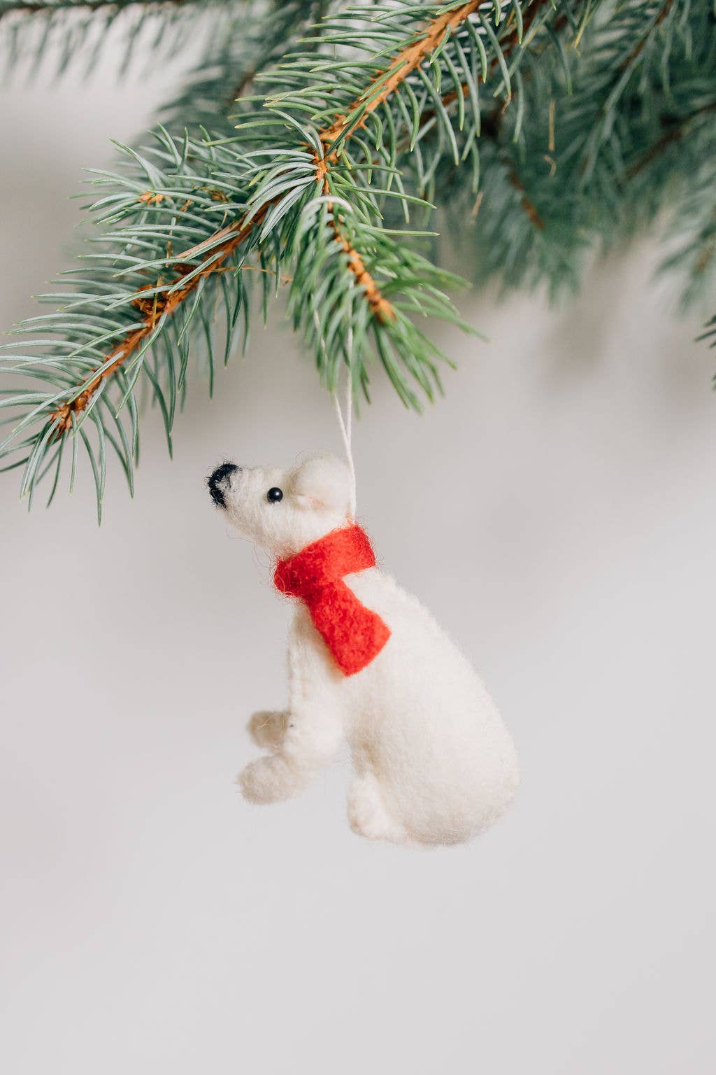 Handmade  Polar Bear   Felt Ornament