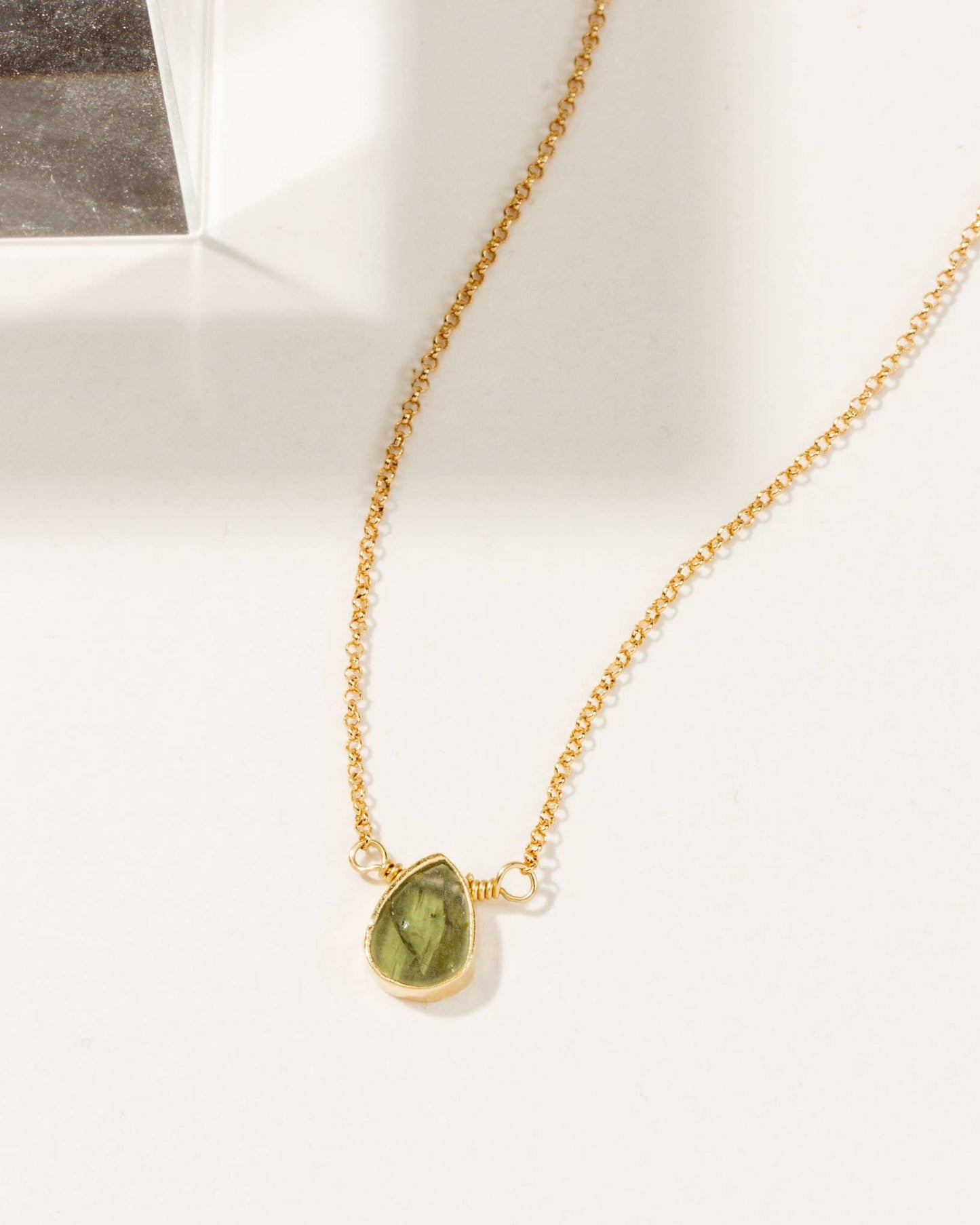 Gold Delicate Gemstone Necklace- Peridot