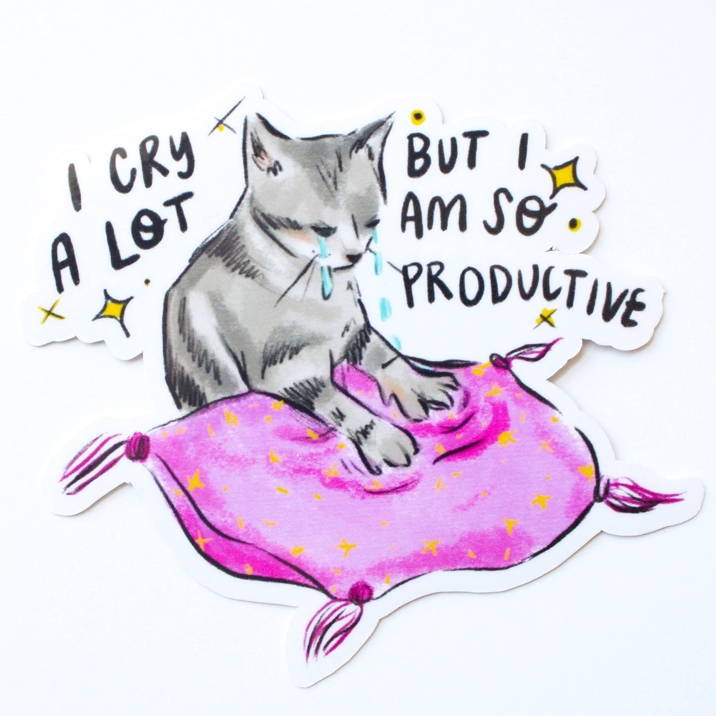 I Cry A Lot Cat Vinyl Sticker