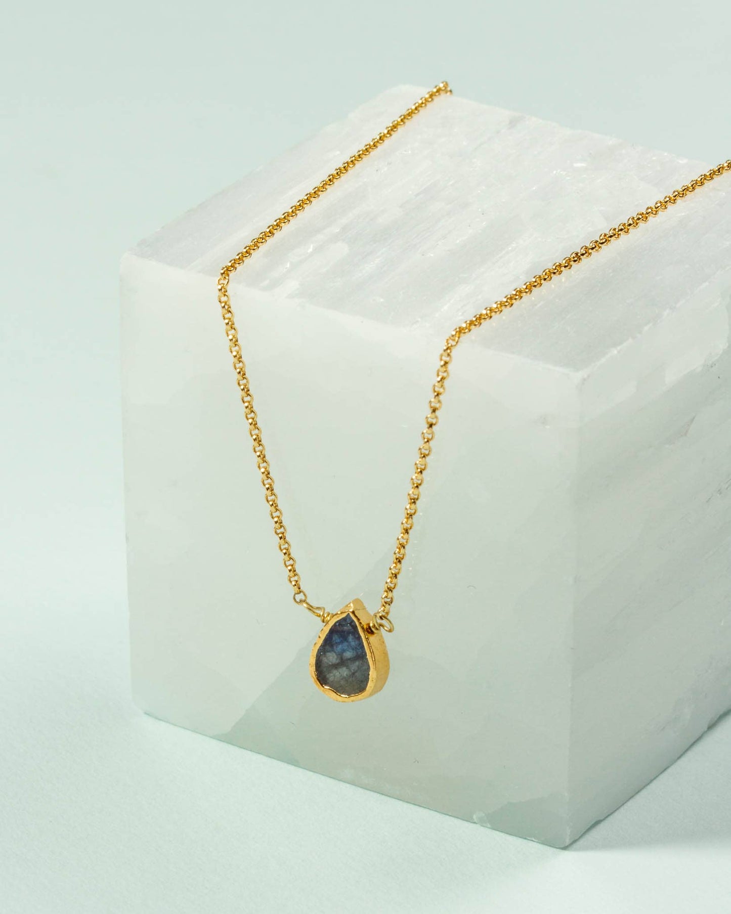 Gold Delicate Gemstone Necklace- Sapphire