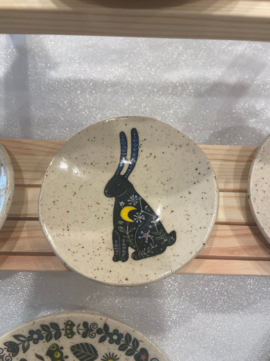 3"-4" Ceramic Animal Dish - Starry Rabbit