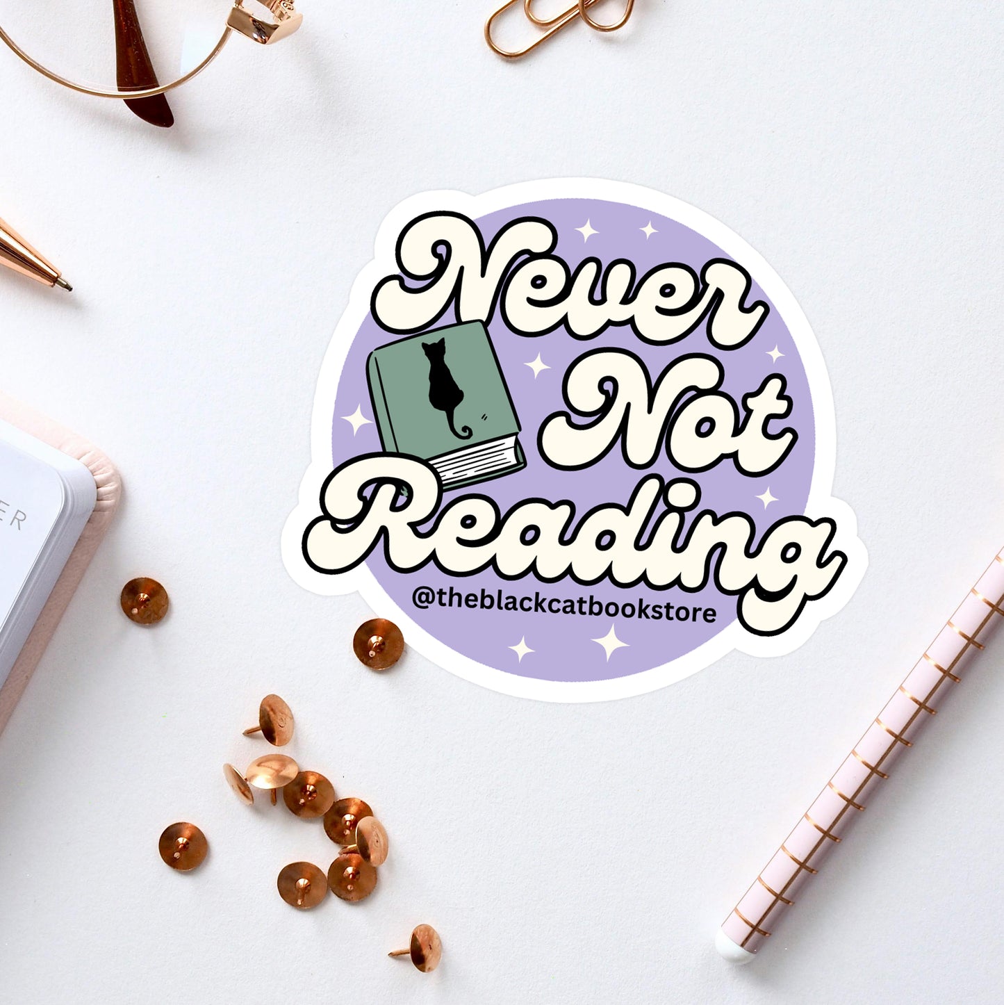 "Never Not Reading" Die Cut Sticker